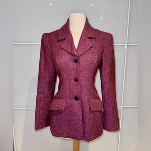 Vintage Karl Lagerfeld Rich pink, purple, tweed wool Women's Suit
